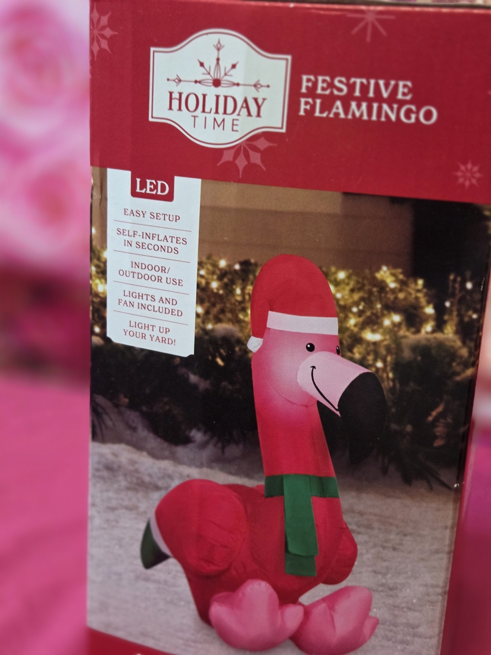 Holiday Time Festive Flamingo LED Inflatable - Pink - Picture 8 of 16
